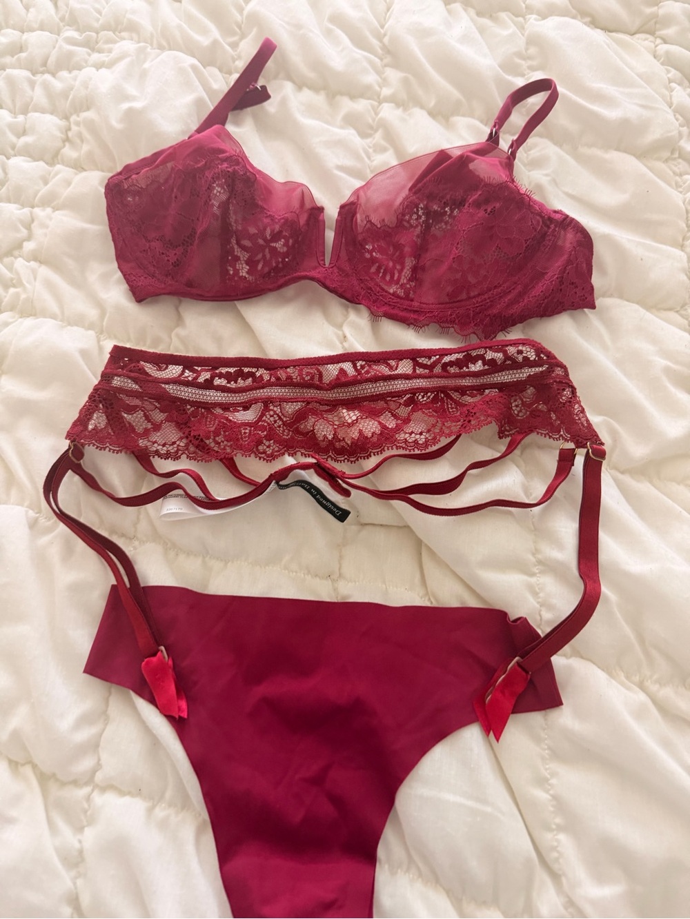 Women's Burgundy Lace Bra & Panty set